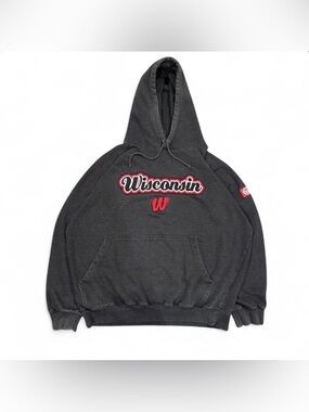 Vintage 00s Wisconsin Badgers Team Edition Faded Gray Hoodie